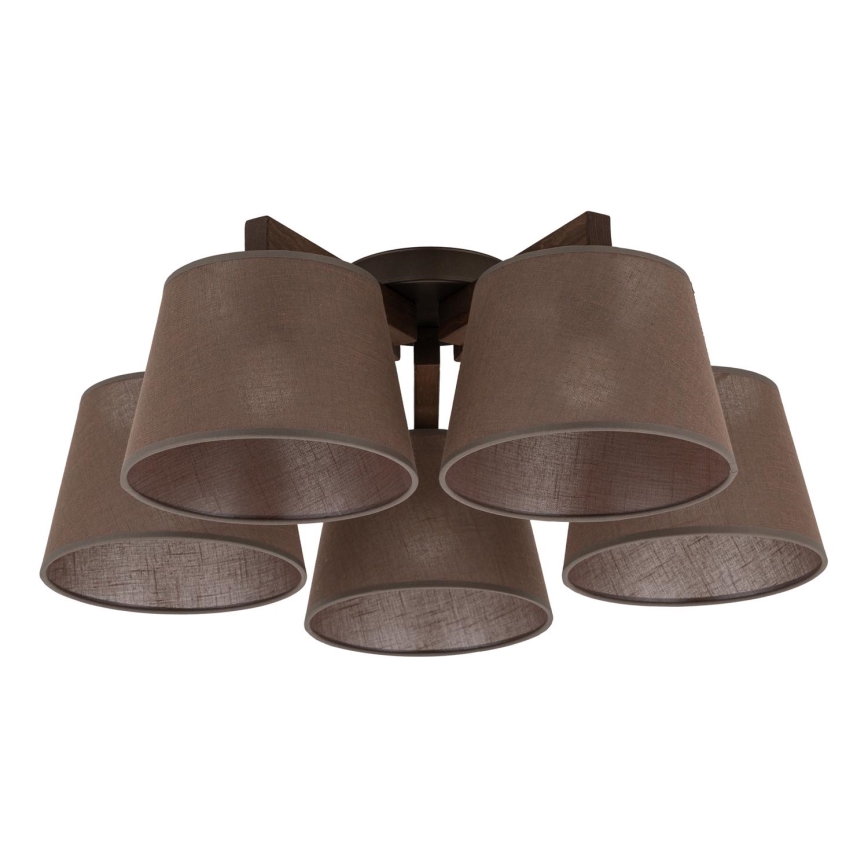 BRILAGI - LED overflademonteret lysekrone LATTE 5xE27/15W/230V fyrretræ/brun