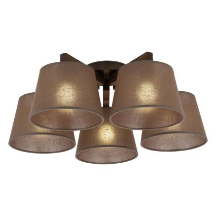 BRILAGI - LED overflademonteret lysekrone LATTE 5xE27/15W/230V fyrretræ/brun