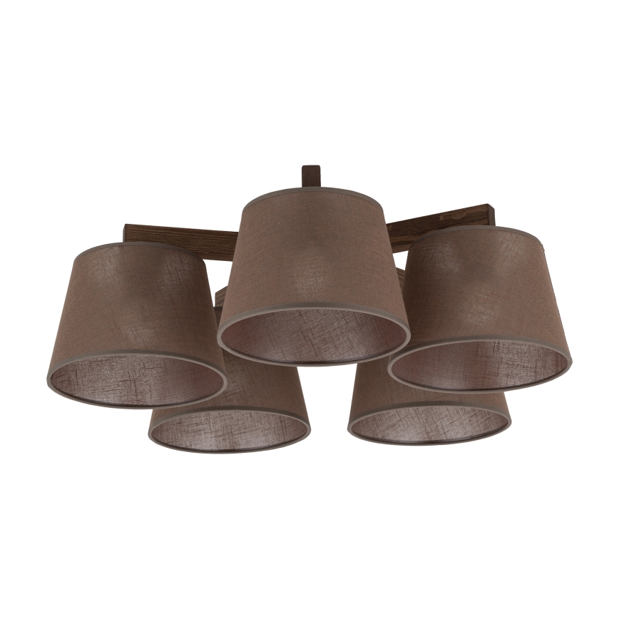 BRILAGI - LED overflademonteret lysekrone LATTE 5xE27/15W/230V fyrretræ/brun