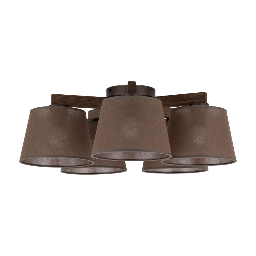 BRILAGI - LED overflademonteret lysekrone LATTE 5xE27/15W/230V fyrretræ/brun