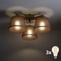 BRILAGI - LED overflademonteret lysekrone LATTE SABIA 3xE27/15W/230V fyrretræ/brun