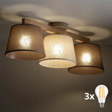 BRILAGI - LED overflademonteret lysekrone LATTE SABIA 3xE27/15W/230V fyrretræ/mix