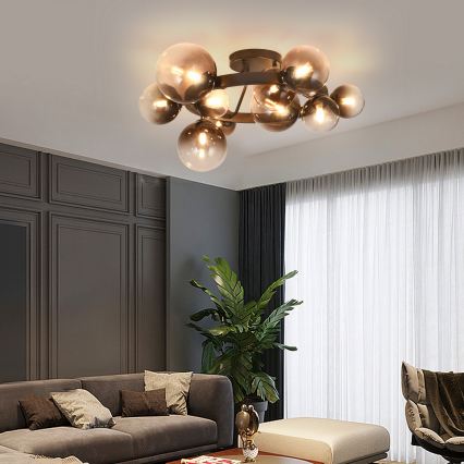 Brilagi - LED overflademonteret lysekrone MILLA 10xG9/3W/230V brun/røgbrun