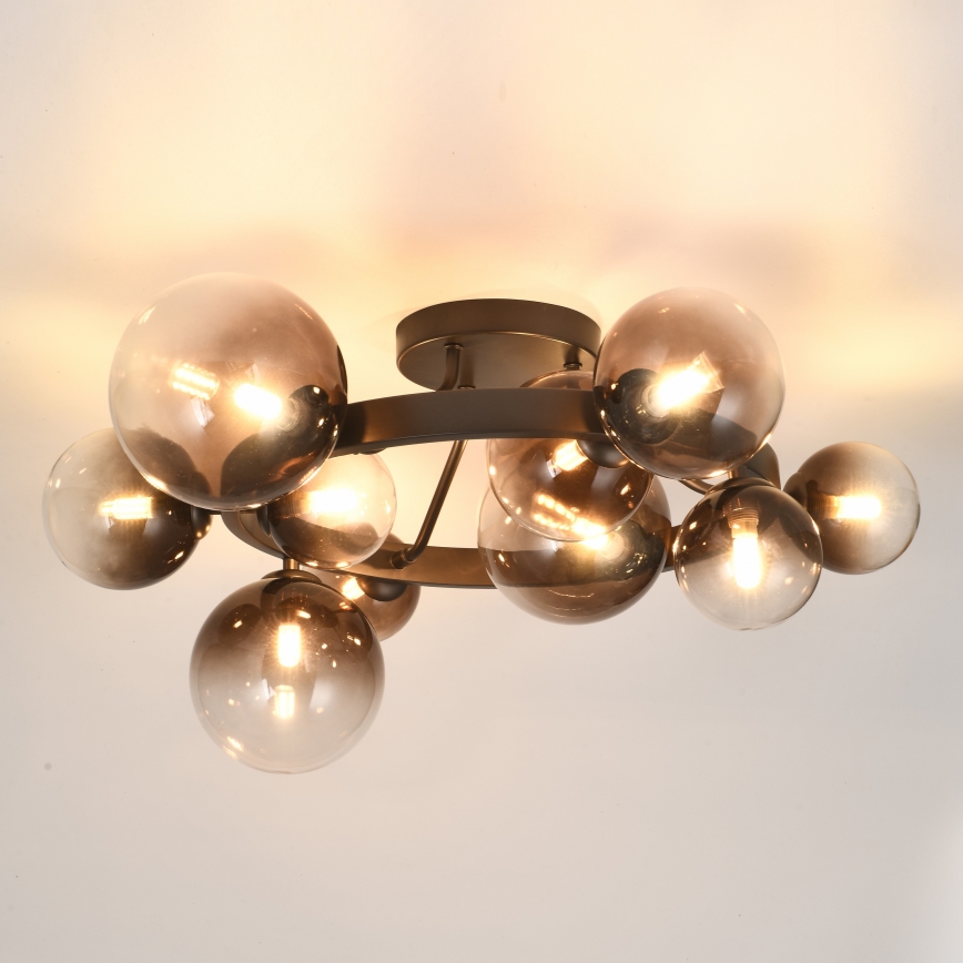 Brilagi - LED overflademonteret lysekrone MILLA 10xG9/3W/230V brun/røgbrun