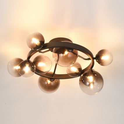 Brilagi - LED overflademonteret lysekrone MILLA 10xG9/3W/230V brun/røgbrun