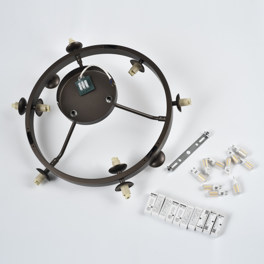 Brilagi - LED overflademonteret lysekrone MILLA 10xG9/3W/230V brun/røgbrun