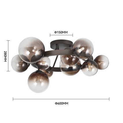 Brilagi - LED overflademonteret lysekrone MILLA 10xG9/3W/230V brun/røgbrun