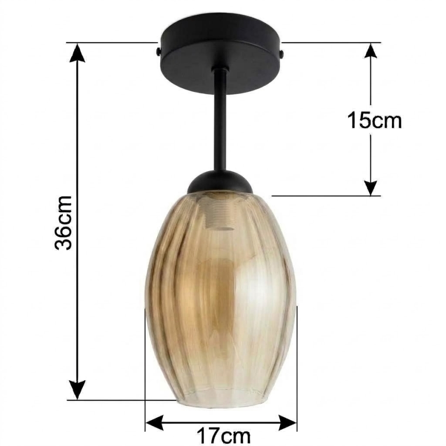 BRILAGI - LED påbygget loftlampe RETRO GLASS 1xE27/60W/230V Ø 17 cm sort/røgfarvet beige