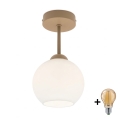 BRILAGI - LED overflademonteret lysekrone RETRO GLASS 1xE27/60W/230V Ø 15 cm beige/hvid