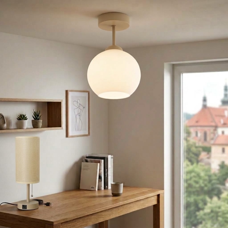 BRILAGI - LED overflademonteret lysekrone RETRO GLASS 1xE27/60W/230V Ø 15 cm beige/hvid