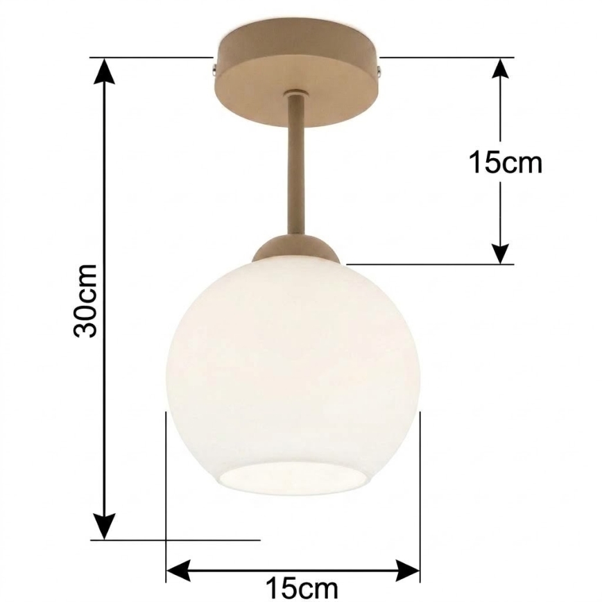 BRILAGI - LED overflademonteret lysekrone RETRO GLASS 1xE27/60W/230V Ø 15 cm beige/hvid