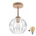 BRILAGI - LED overflademonteret lysekrone RETRO GLASS 1xE27/60W/230V Ø 18 cm beige/klar