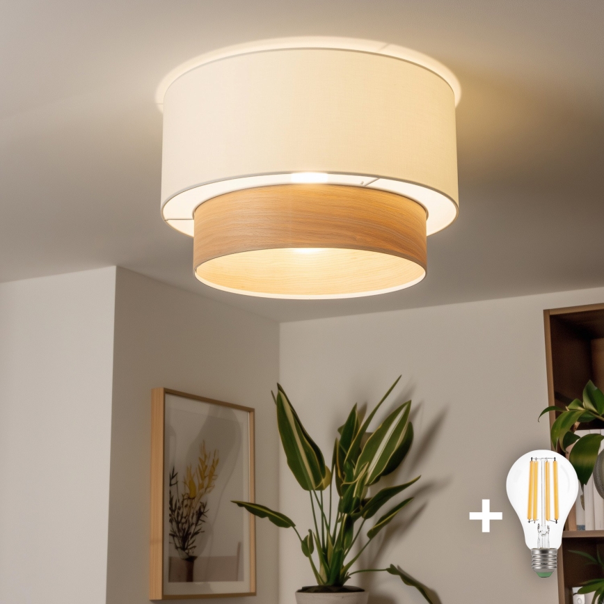 Brilagi - LED påbygget loftlampe CERIA 1xE27/40W/230V Ø 50 cm hvid/beige