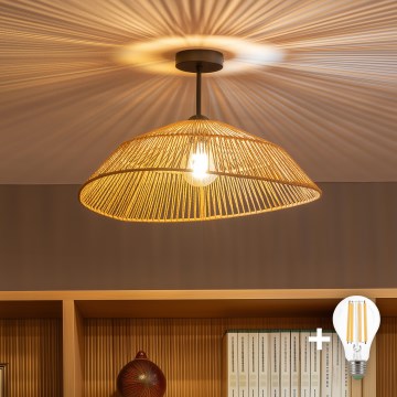 Brilagi - LED påbygget loftlampe CERIA BOHO 1xE27/60W/230V Ø50 cm sort/brun