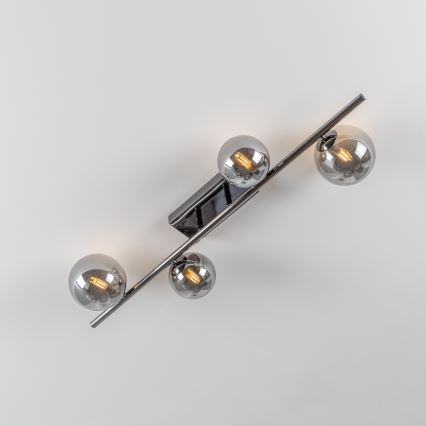 Brilagi - LED-påbygget loftlampe MILLA 4xG9/3W/230V sort krom/røget