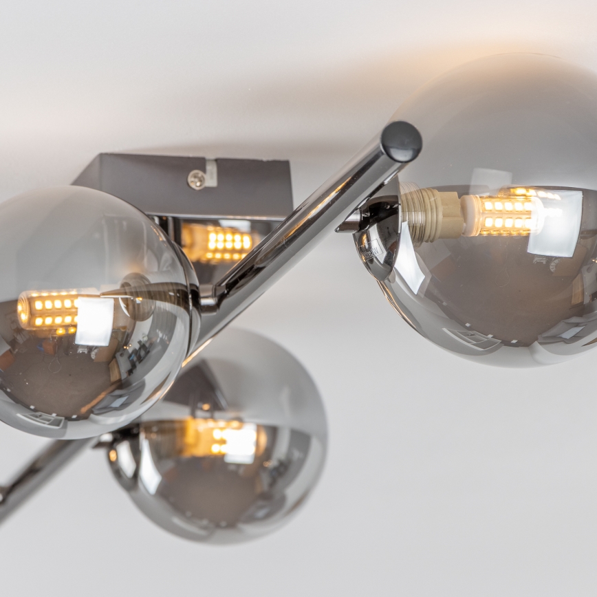 Brilagi - LED-påbygget loftlampe MILLA 4xG9/3W/230V sort krom/røget