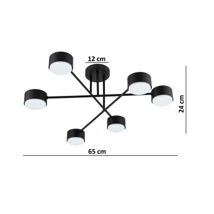 Brilagi - LED-påbygget loftlampe MONO 6xGX53/30W/230V sort