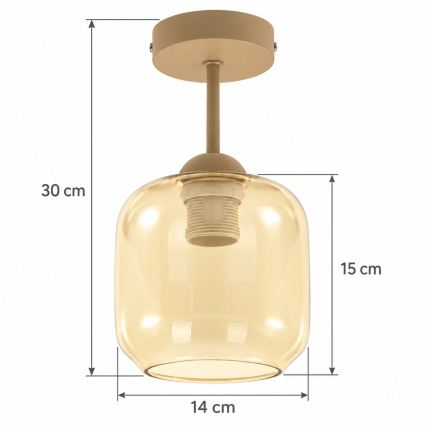 BRILAGI - LED monteret lysekrone RETRO GLASS 1xE27/60W/230V Ø 14 cm beige/røget beige