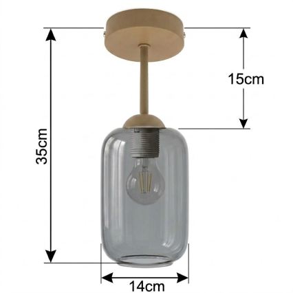 BRILAGI - LED Påmonteret loftlampe RETRO GLASS 1xE27/60W/230V Ø 14 cm beige/røggrå