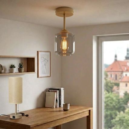 BRILAGI - LED Påbygget loftlampe RETRO GLASS 1xE27/60W/230V Ø 14 cm beige/røggrå