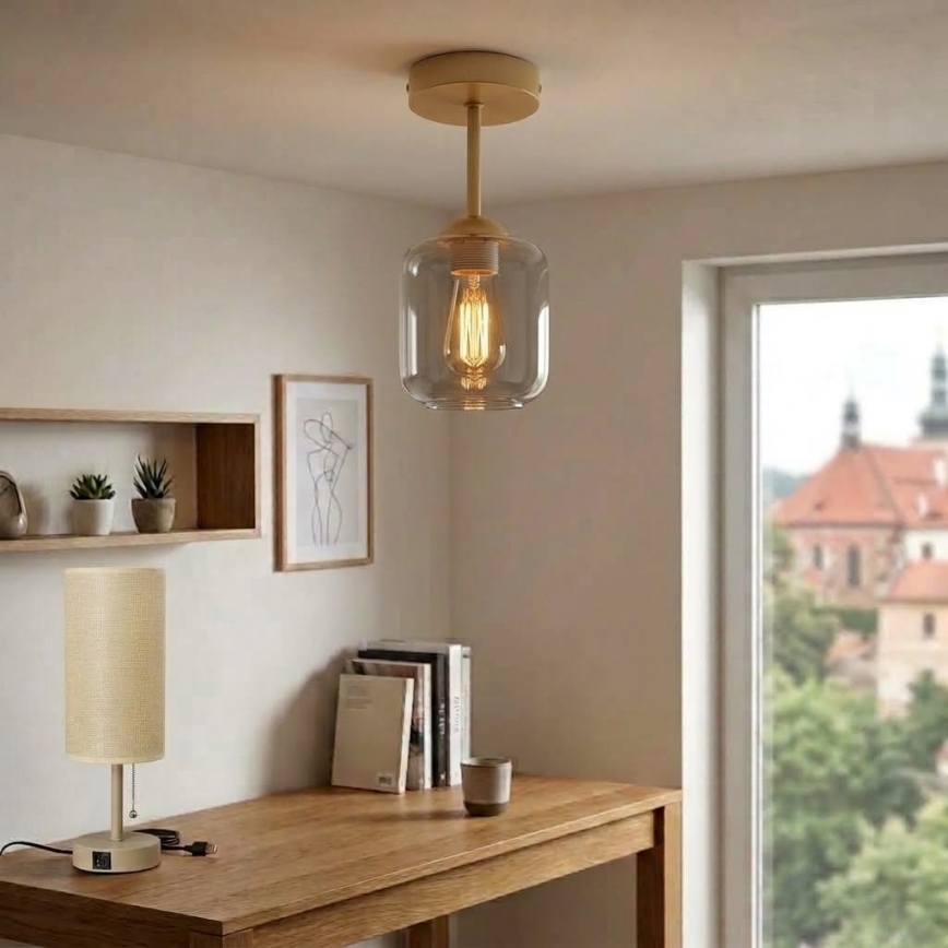 BRILAGI - LED Påbygget loftlampe RETRO GLASS 1xE27/60W/230V Ø 14 cm beige/røggrå