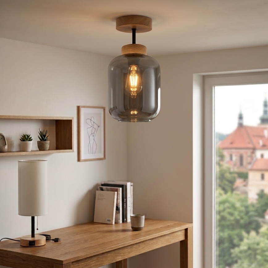 BRILAGI - LED overflademonteret loftlampe RETRO GLASS 1xE27/60W/230V Ø 14 cm eg/røggrå