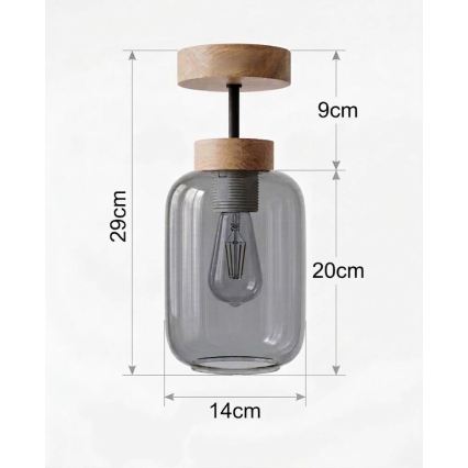 BRILAGI - LED overflademonteret loftlampe RETRO GLASS 1xE27/60W/230V Ø 14 cm eg/røggrå