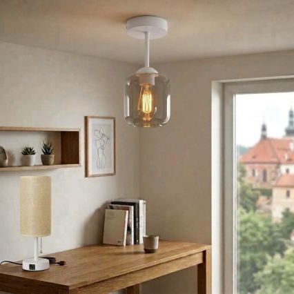 BRILAGI - LED overflademonteret loftlampe RETRO GLASS 1xE27/60W/230V Ø 14 cm hvid/røget grå