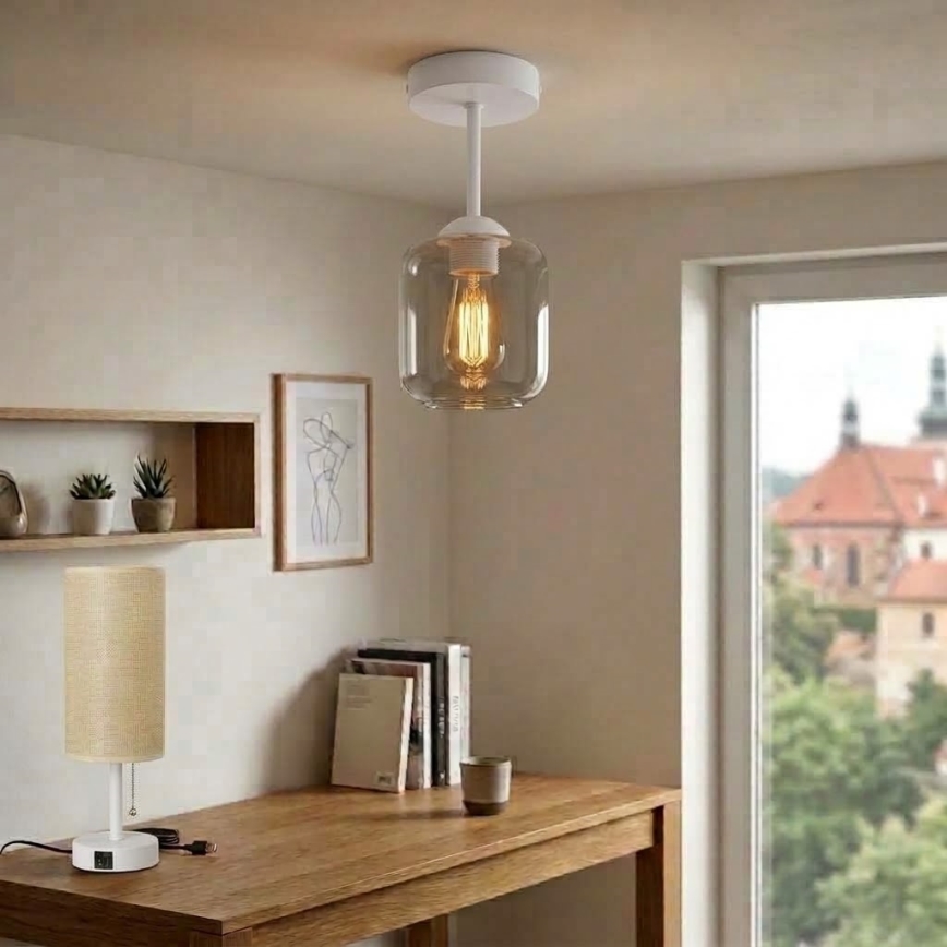 BRILAGI - LED overflademonteret loftlampe RETRO GLASS 1xE27/60W/230V Ø 14 cm hvid/røget grå