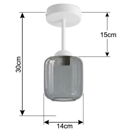 BRILAGI - LED overflademonteret loftlampe RETRO GLASS 1xE27/60W/230V Ø 14 cm hvid/røget grå