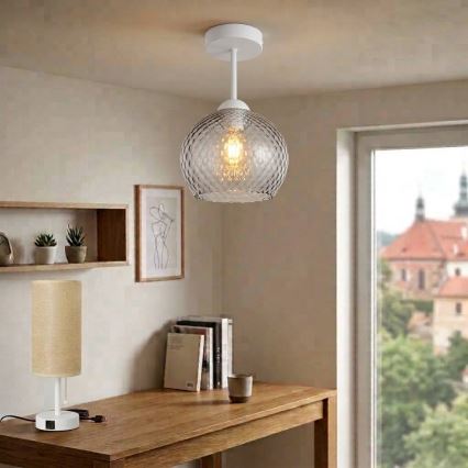 BRILAGI - LED påbygget loftlampe RETRO GLASS 1xE27/60W/230V Ø 18 cm hvid/røget grå