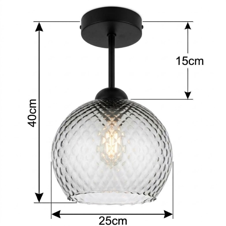 BRILAGI - LED overflademonteret loftlampe RETRO GLASS 1xE27/60W/230V Ø 25 cm sort/røget grå