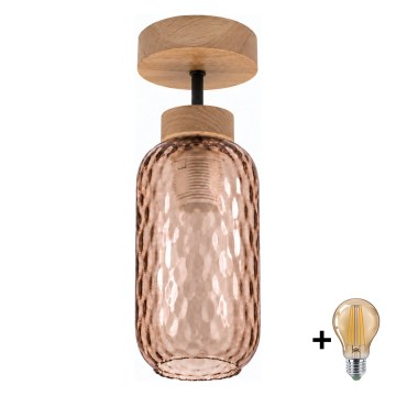 BRILAGI - LED Påbygget loftlampe RETRO GLASS 1xE27/60W/230V Ø 14 cm eg/røget brun
