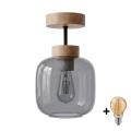 BRILAGI - LED påbygget loftlampe RETRO GLASS 1xE27/60W/230V Ø 14 cm eg/røget grå