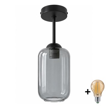 BRILAGI - LED påbygget loftlampe RETRO GLASS 1xE27/60W/230V Ø 14 cm sort/røget grå