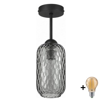 BRILAGI - LED påbygget loftlampe RETRO GLASS 1xE27/60W/230V Ø 14 cm sort/røget grå