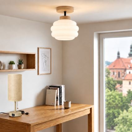 BRILAGI - LED Påbygget loftlampe RETRO GLASS 1xE27/60W/230V Ø 20 cm eg/hvid