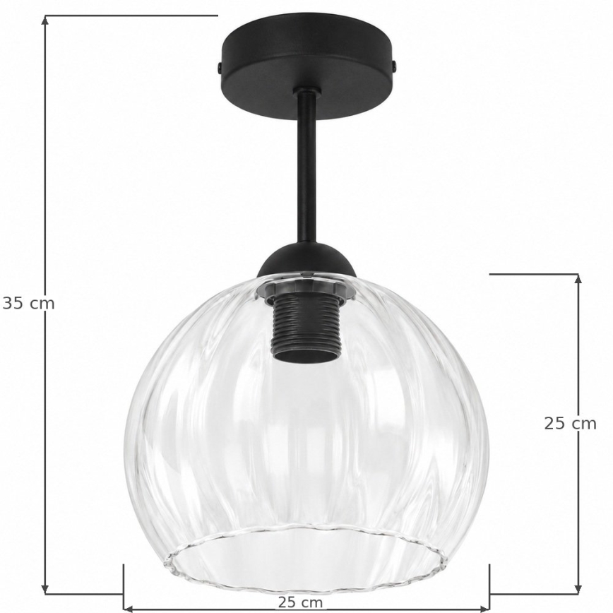 BRILAGI - LED påbygget loftlampe RETRO GLASS 1xE27/60W/230V Ø 25 cm sort/klar