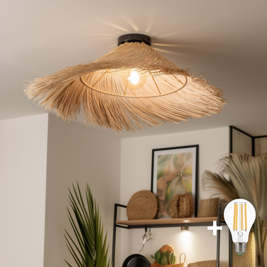 Brilagi - LED påbygget lysekrone CERIA BOHO 1xE27/40W/230V Ø 100 cm rattan