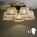 BRILAGI - LED påbygget lysekrone LATTE 5xE27/15W/230V fyrretræ/cremefarvet