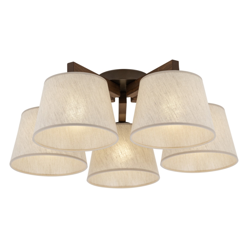 BRILAGI - LED påbygget lysekrone LATTE 5xE27/15W/230V fyrretræ/cremefarvet