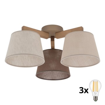 BRILAGI - LED påbygget lysekrone LATTE SABIA 3xE27/15W/230V fyrretræ/mix