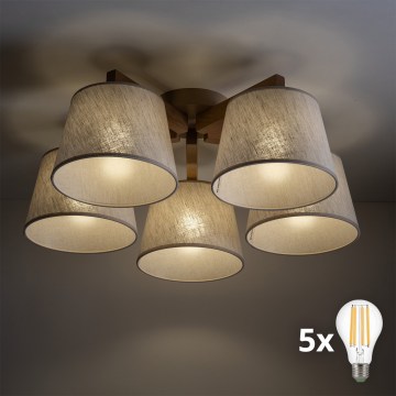 BRILAGI - LED Påbygget lysekrone LATTE SABIA 5xE27/15W/230V fyrretræ/cremefarvet