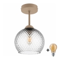 BRILAGI - LED Påbygget lysekrone RETRO GLASS 1xE27/60W/230V Ø 18 cm beige/røggrå