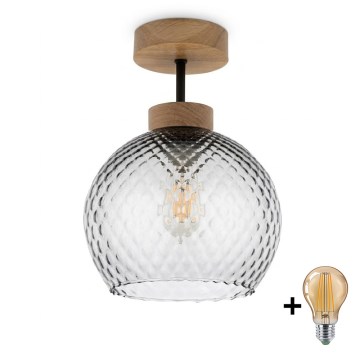 BRILAGI - LED Påbygget lysekrone RETRO GLASS 1xE27/60W/230V Ø 18 cm eg/røggrå