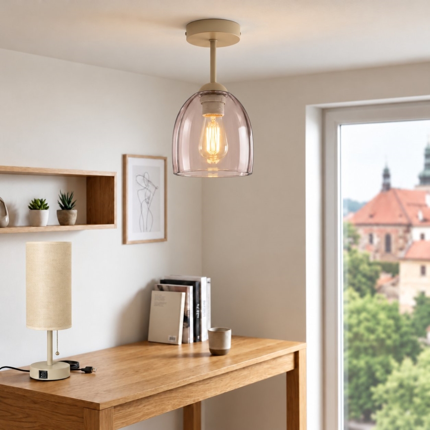BRILAGI - LED påbygget loftlampe RETRO GLASS 1xE27/60W/230V Ø 17 cm beige/røget beige