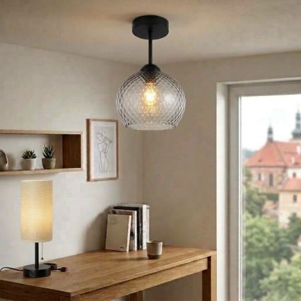 BRILAGI - LED overflademonteret loftlampe RETRO GLASS 1xE27/60W/230V Ø 18 cm sort/røggrå