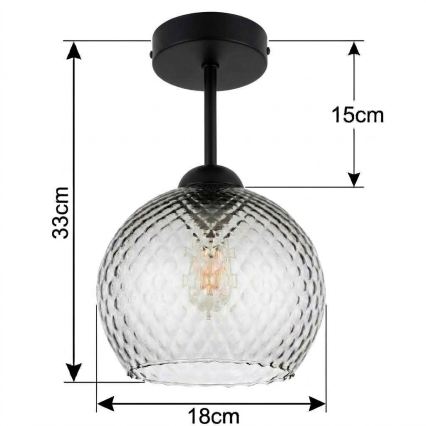 BRILAGI - LED overflademonteret loftlampe RETRO GLASS 1xE27/60W/230V Ø 18 cm sort/røggrå