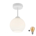 BRILAGI - LED påbygningslampe RETRO GLASS 1xE27/60W/230V Ø 15 cm hvid