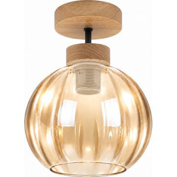 BRILAGI - LED Påbygningslampe RETRO GLASS 1xE27/60W/230V Ø 18 cm eg/røget beige